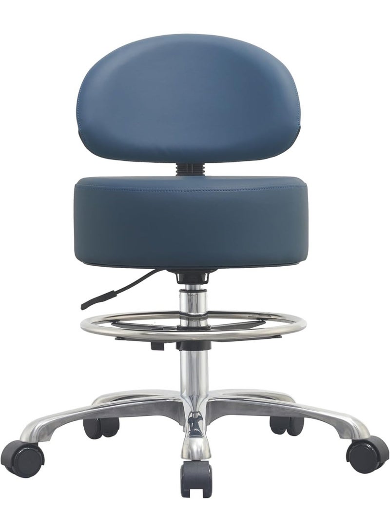 Adjustable swivel chair with back support - Kitchen chair with wheels, heavy-duty chair for use in beauty salons, spas, massage parlors, tattoo parlors, and cosmetology - Extra thick swivel chair for exceptional comfort - Image 1