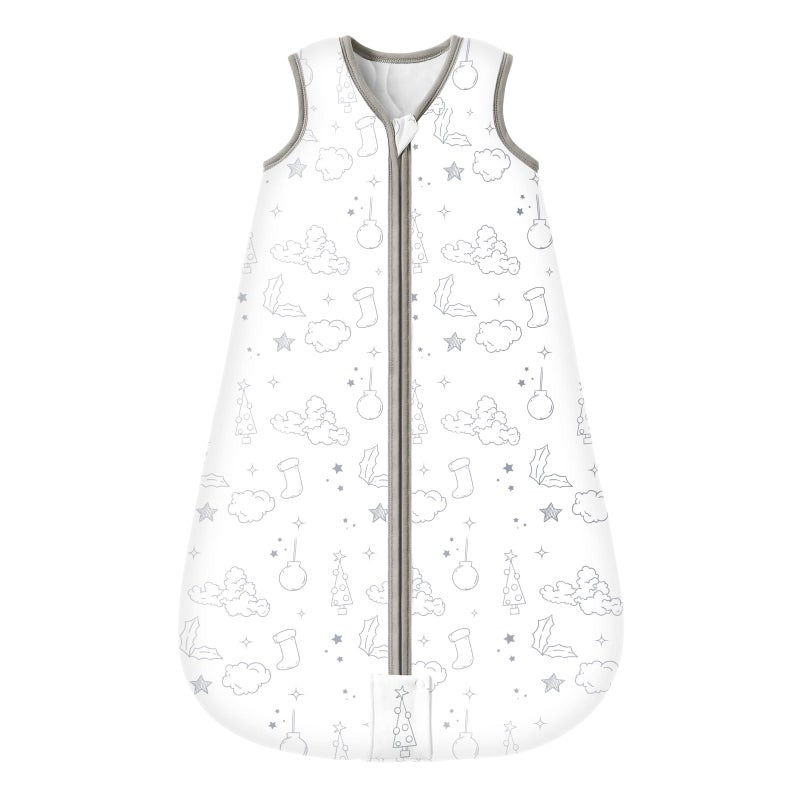 Mosebears Sleep Sack Baby Winter Wearable Blanket with 2Way Zipper25 TOG Cotton Sleep Sack Unisex White Cloud 06 Months