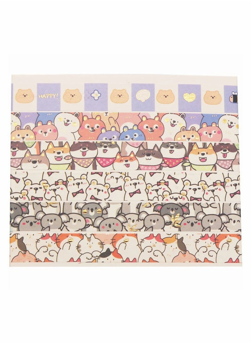 KASTWAVE - Cute Pets Washi Tape Set 18 Rolls Gold Embellishment Decorative Masking Tapes for Arts, DIY Crafts, Bullet Journals, Planners, Scrapbook, Wrapping (Puppies) - Image 1