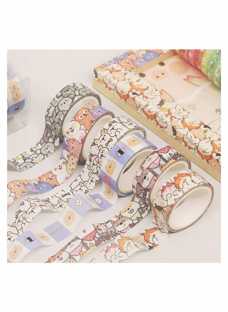 KASTWAVE - Cute Pets Washi Tape Set 18 Rolls Gold Embellishment Decorative Masking Tapes for Arts, DIY Crafts, Bullet Journals, Planners, Scrapbook, Wrapping (Puppies) - Image 1
