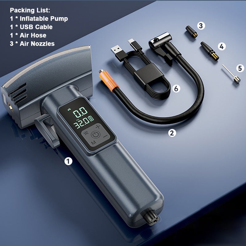 6in1 Car Wireless Inflatable Pump Portable Tire Inflator Intelligent Window Breaker Multi-functional Emergency Safety Belt Cutter LED Display Support Inflating Chargeable Treasure Bright LED - Image 3