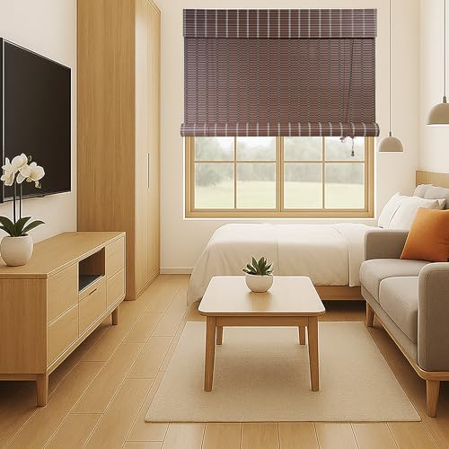 Mr.Chickwala Light Filtering & Cooling PVC Exterior & Interior Window Blind for Balcony and Outdoor Area - Sun Shade, Heat Reducing, Rain Resistant Choclate Brown (4Feet X 5Feet) - Image 1
