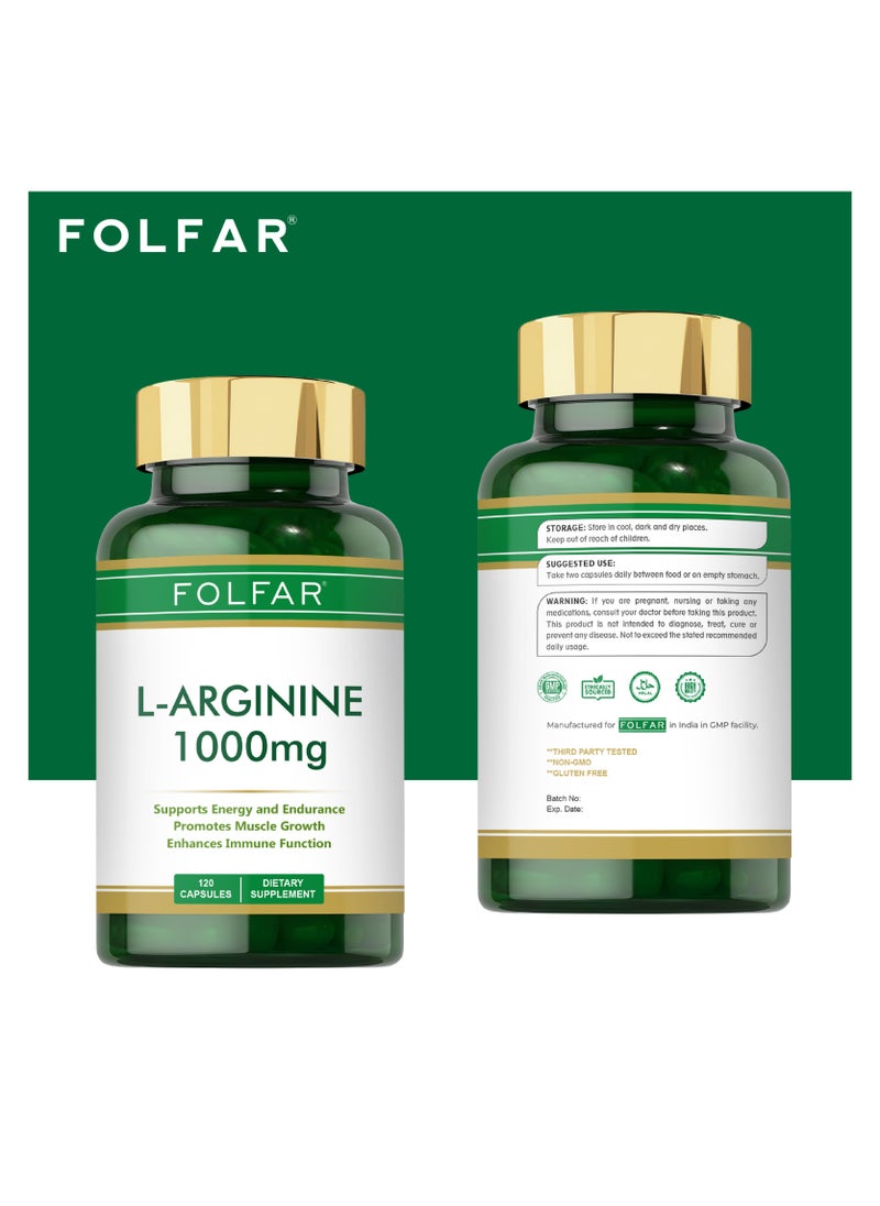 Folfar L-Arginine 1000 mg, Supports Energy and Promotes Muscle Growth - 120 Capsules  - Image 3