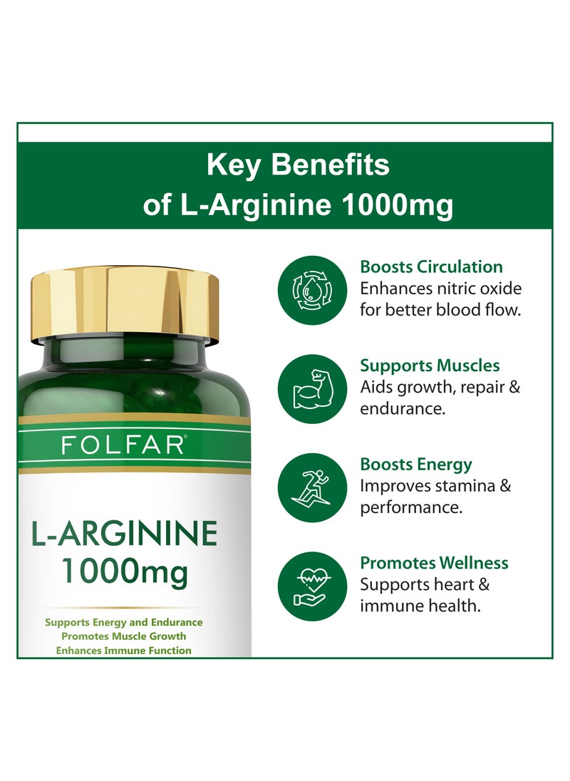 Folfar L-Arginine 1000 mg, Supports Energy and Promotes Muscle Growth - 120 Capsules  - Image 4