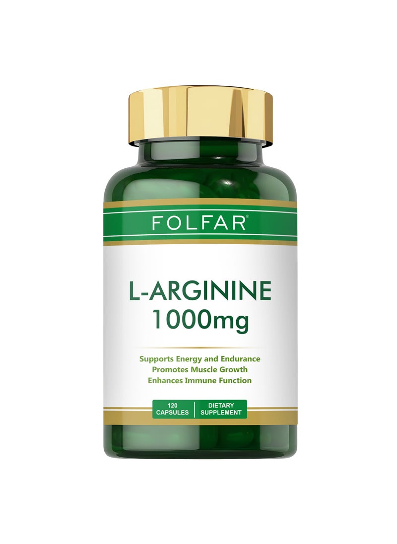Folfar L-Arginine 1000 mg, Supports Energy and Promotes Muscle Growth - 120 Capsules  - Image 1