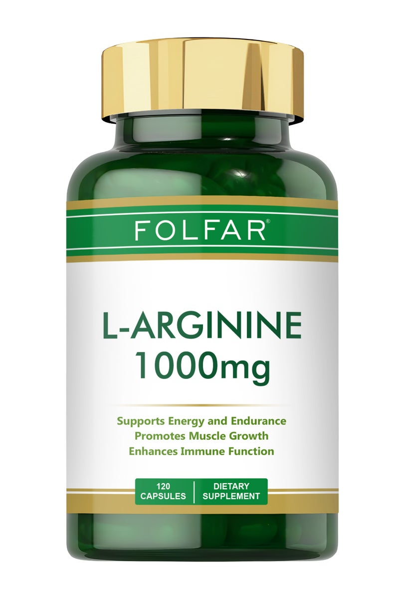 Folfar L-Arginine 1000 mg, Supports Energy and Promotes Muscle Growth - 120 Capsules - Image 1