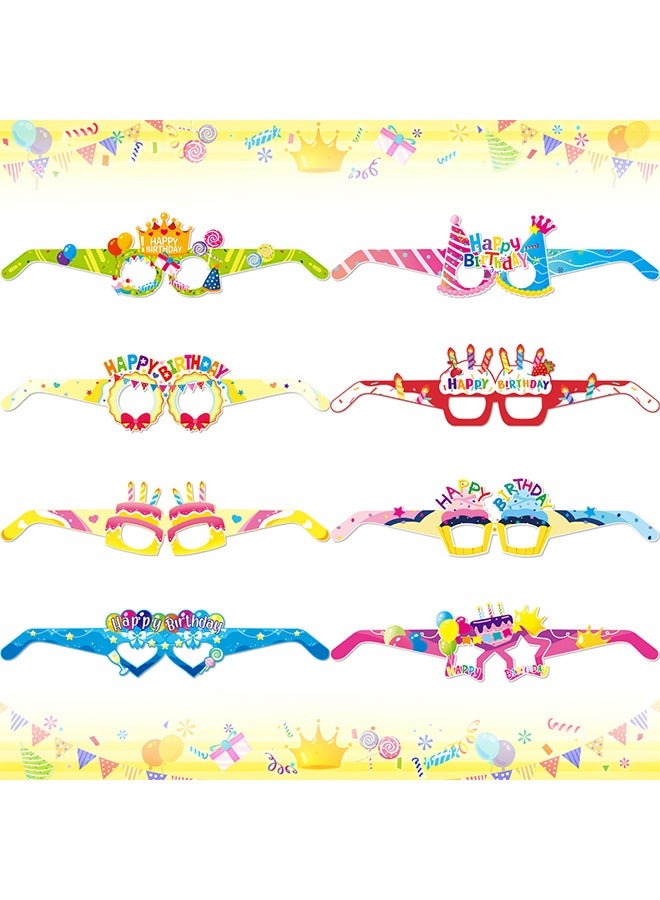 إم إكس إن مجموعة نظارات ورقية لحفلات أعياد الميلاد السعيدة مكونة من 8 قطع، نظارات ورقية لتزيين حفلات أعياد الميلاد ومستلزمات الحفلات ونظارات الحفلات لديكورات الحفلات - Image 3