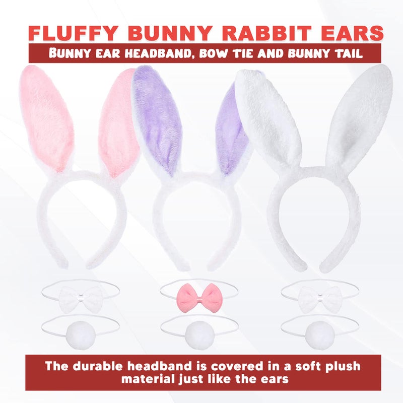 RED STAR REDSTAR 3 Set Easter Bunny Costume with Bunny Ears Headband, Bowtie, and Tail - Perfect Bunny Outfit for Role Play, Cosplay, Halloween Party, and Easter Celebration - Rabbit Costume Kids or Adult - Image 2