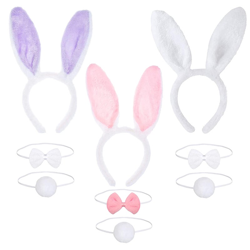 RED STAR REDSTAR 3 Set Easter Bunny Costume with Bunny Ears Headband, Bowtie, and Tail - Perfect Bunny Outfit for Role Play, Cosplay, Halloween Party, and Easter Celebration - Rabbit Costume Kids or Adult - Image 1