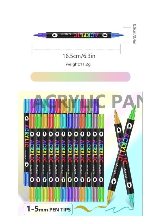 Dual Tip Paint Pens Set,36PCs With 72 Colours Paints for Wood,Canvas,Stone,Rock Painting,Glass,Ceramic Surfaces,DIY Crafts Making Art Supplies,Party Favors Stuffers,Paint Party,Classroom Prizes Birthdays Gift - Image 3