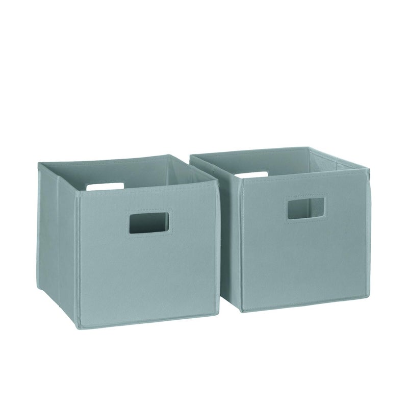 RiverRidge Kids 2pc Fabric Collapsible Storage Cube Organizers with Handles for Playroom Organization - Sea Green - Image 1