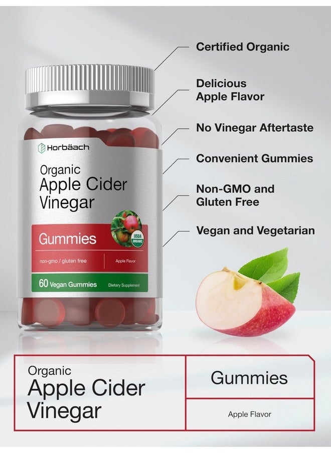Horbaach Horbäach Organic Apple Cider Vinegar Gummies | 60 Gummies | Vegan, Non-GMO & Gluten-Free Supplement | USDA Organic ACV | Apple Flavor  - Image 3