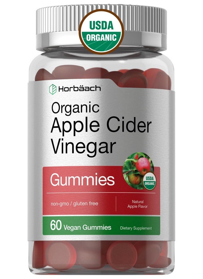 Horbaach Horbäach Organic Apple Cider Vinegar Gummies | 60 Gummies | Vegan, Non-GMO & Gluten-Free Supplement | USDA Organic ACV | Apple Flavor  - Image 1