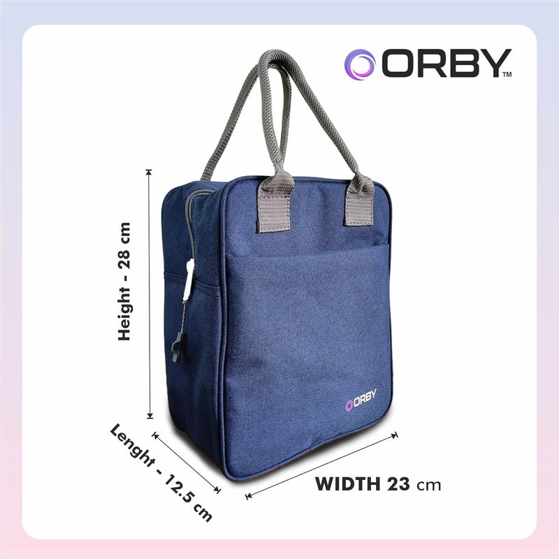 ORBY Insulated Lunch Bag WaterRepellent Lightweight Spacious Keeps Food Hot Cold Ideal for Office School Travel Navy Blue 8ltr - Image 2