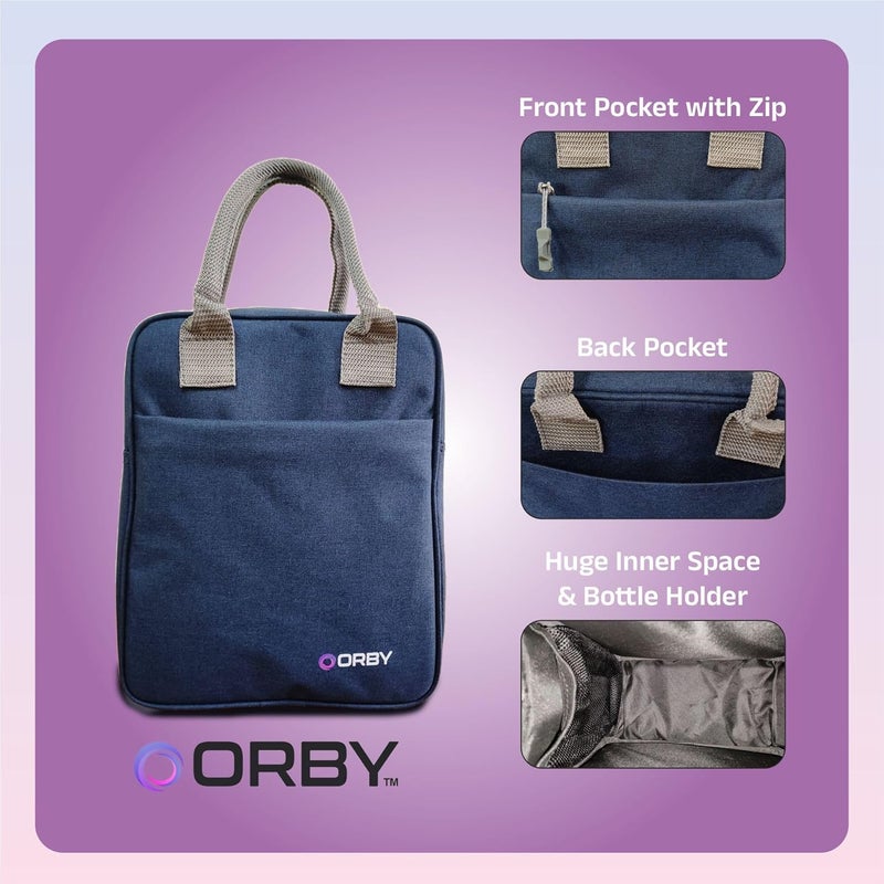 ORBY Insulated Lunch Bag WaterRepellent Lightweight Spacious Keeps Food Hot Cold Ideal for Office School Travel Navy Blue 8ltr - Image 3
