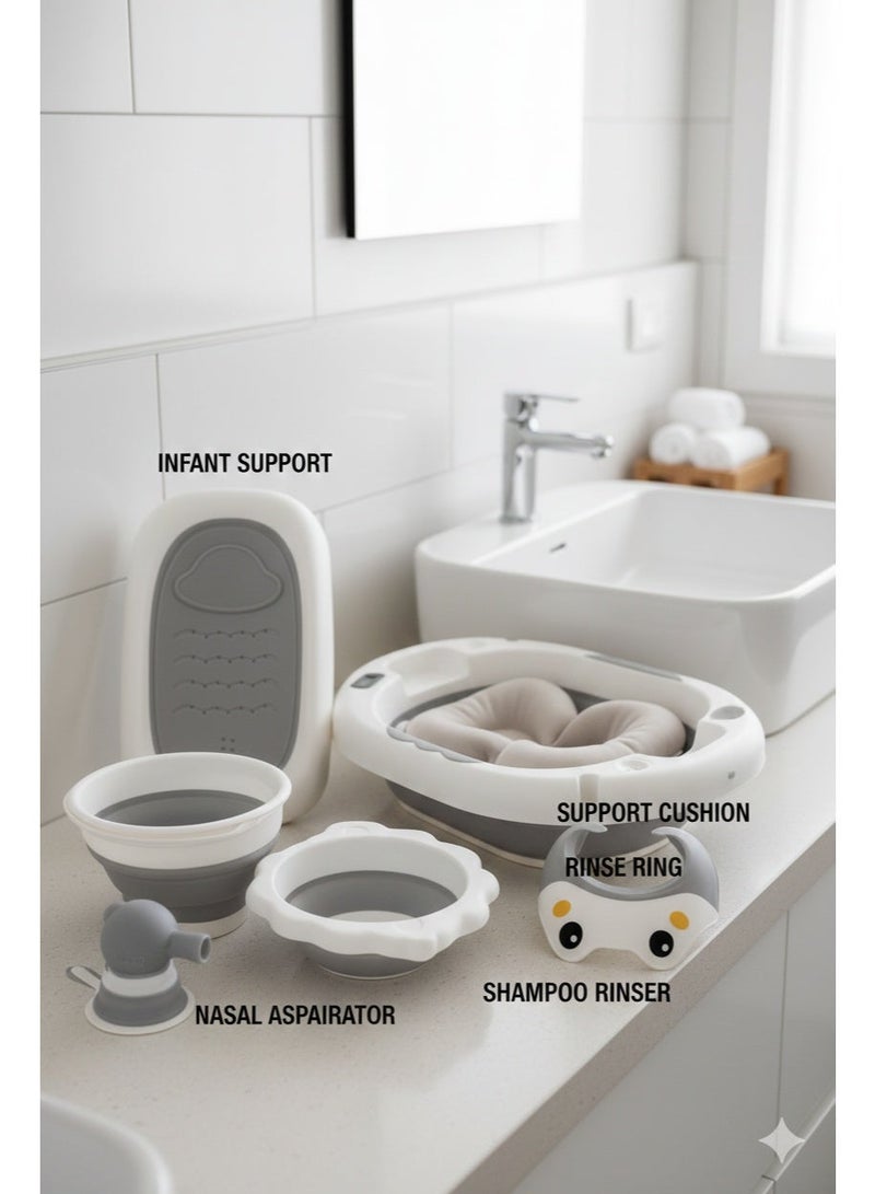 DEHKAH 8-in-1 Premium Collapsible Baby Bath Set with Tub, Support Seat, and Accessories - Newborn to Toddler - Image 4