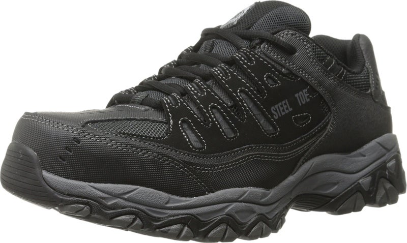 Skechers Men's Cankton Steel Toe Industrial Shoe, Black/Charcoal, 13 Wide - Image 1