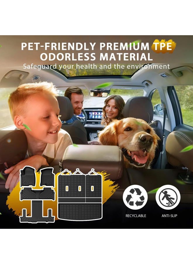 Powerty Floor Mats for 2021-2025 2026 Chevrolet Chevy Tahoe/GMC Yukon 7 Passenger Car Mats, All Weather TPE Custom Cargo Liner Seat Back Covers Protectors Full Set Car Accessories (Not for Yukon XL) - Image 2