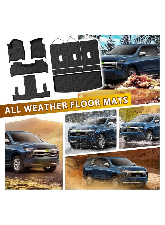 Powerty Floor Mats for 2021-2025 2026 Chevrolet Chevy Tahoe/GMC Yukon 7 Passenger Car Mats, All Weather TPE Custom Cargo Liner Seat Back Covers Protectors Full Set Car Accessories (Not for Yukon XL) - Image 4