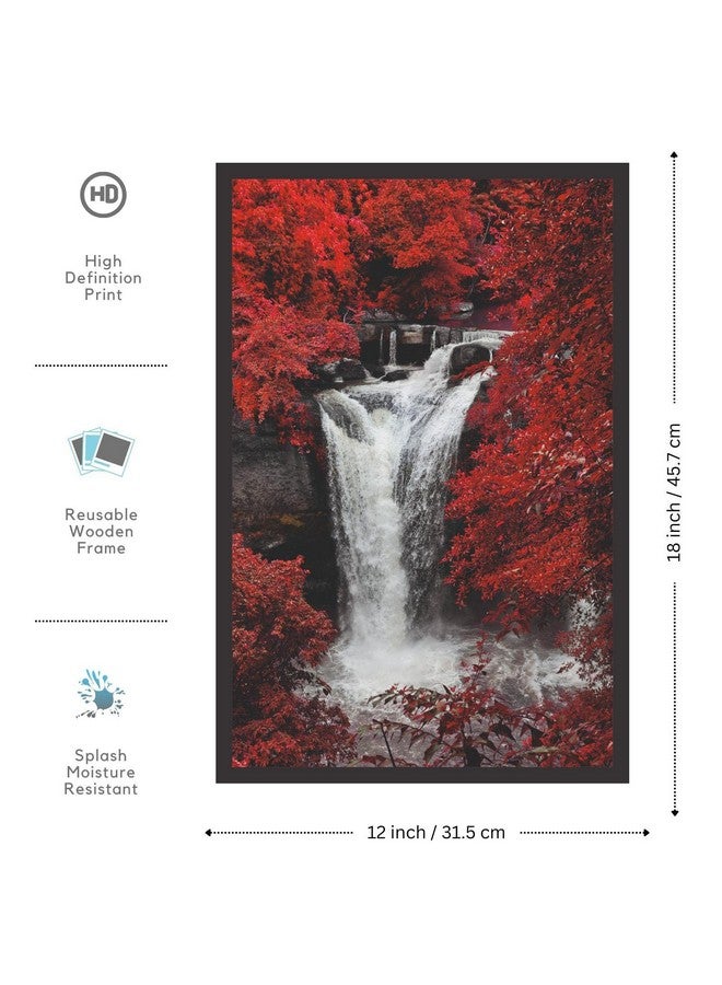 Mad Masters Waterfall Scenery Framed Photo, Wall Hanging Home Decor Painting for Living Room & Bedroom Decoration (18 x 12 Inch,Paper) - Image 2