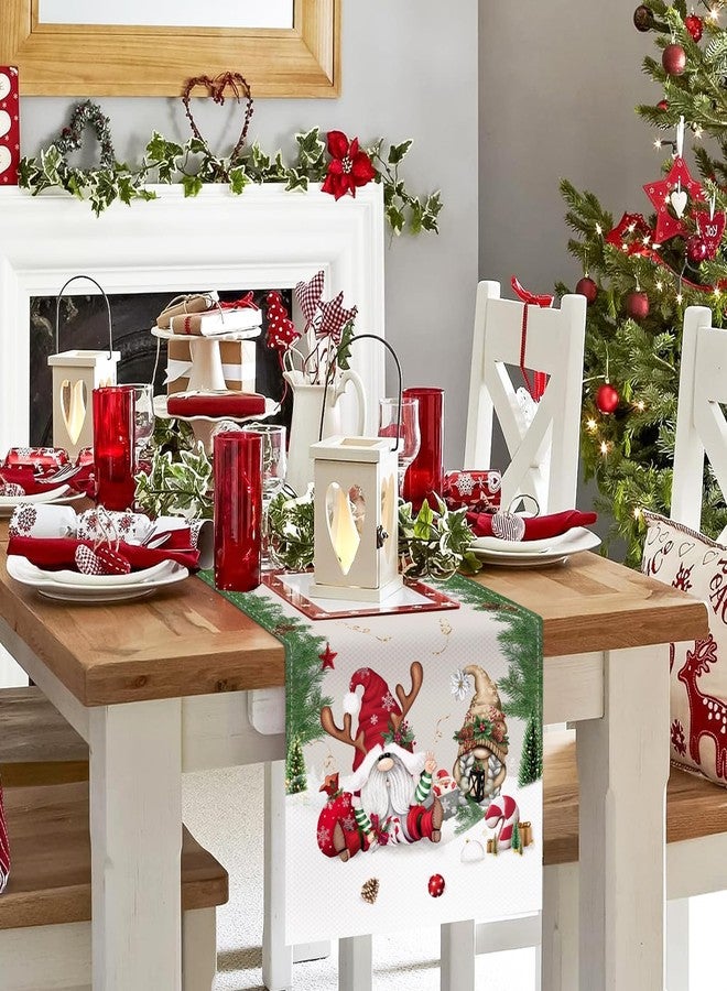 Bonhause Christmas Gnomes Table Runner 13x72 Inch Pine Branches Seasonal Winter Holiday Kitchen Dining Table Decoration for Indoor Outdoor Home Party Decor - Image 3