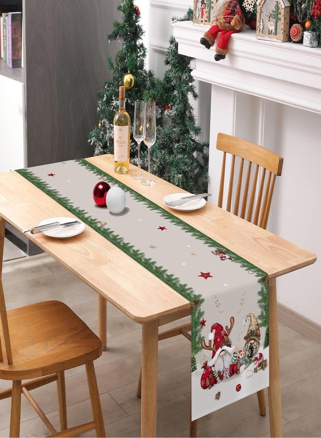 Bonhause Christmas Gnomes Table Runner 13x72 Inch Pine Branches Seasonal Winter Holiday Kitchen Dining Table Decoration for Indoor Outdoor Home Party Decor - Image 4