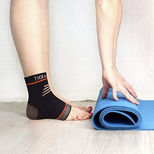 THX4COPPER Thx4 Copper Infused Compression Ankle Brace, Silicone Ankle Sleeve Support, Pain Relief from Plantar Fasciitis, Achilles Tendonitis - Reduce Foot Swelling & Prevent Ankle Injuries - (Single) - Image 2