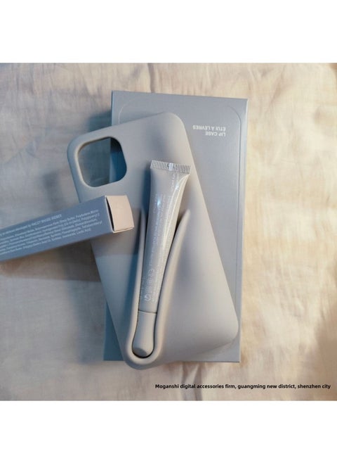 Rhodee Lipstick Lip Gloss IPhone16promax Phone Case For Apple 15pro Silicone 14 Color Box Packaging-Color:Gray (with Original Packaging) +unscented Sans Parfum Lipstick-Applicable Models:iphone15promax