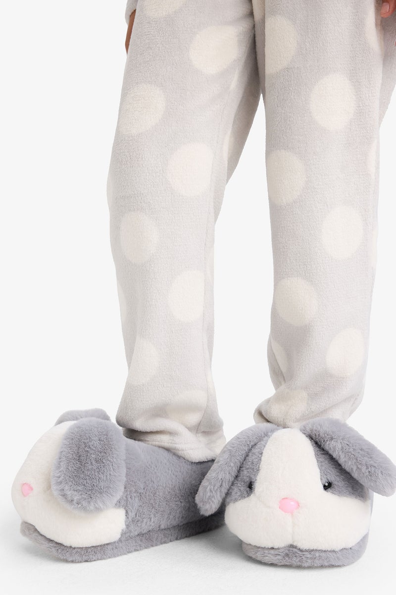 DeFacto Grey Girl Girl Bunny Themed Flat Sole Home Slippers Casual - Image 2