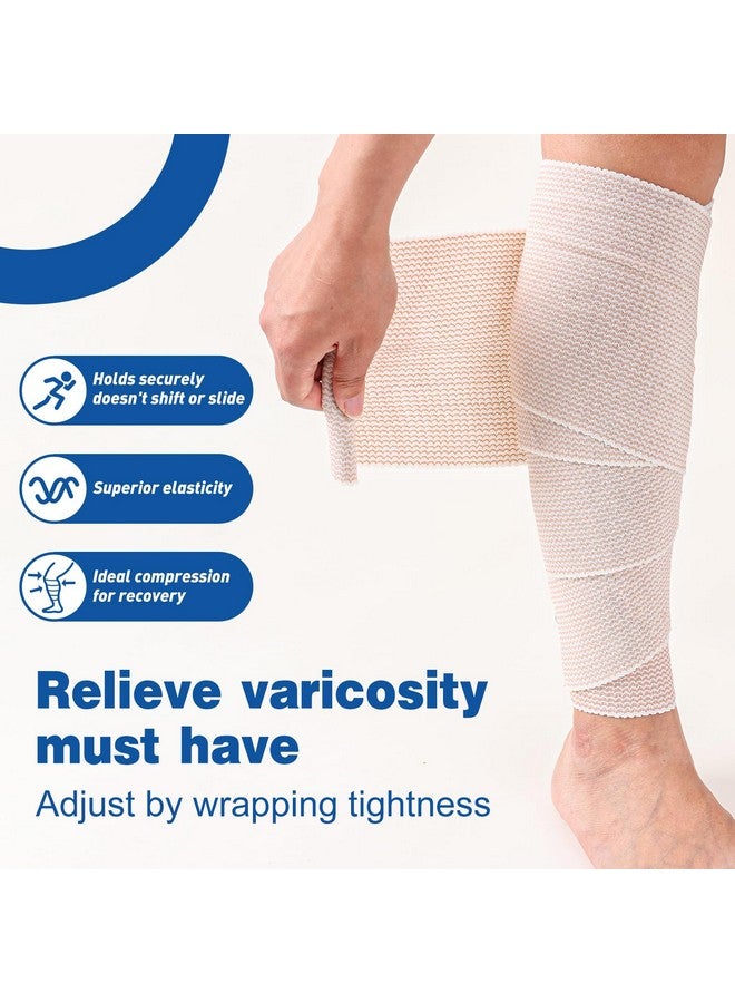 أزين ضمادات AZEN Premium المرنة، عبوة من 5 قطع، بطول 6 بوصات، ضمادة ضاغطة للساقين والكاحل والركبة والبطن والجسم، خالية من اللاتكس، لعلاج الوذمة اللمفية للساقين - Image 5
