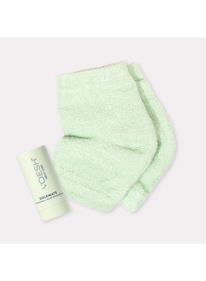 Voesh Heel Repair Duo, Solemate Heel Repair Balm & Moisturizing Heel Socks, Cracked Heel Stick Balm, Foot Care For Men & Women, At-Home Foot Care, Fuzzy Heel Socks, Toeless Spa Socks - Image 2
