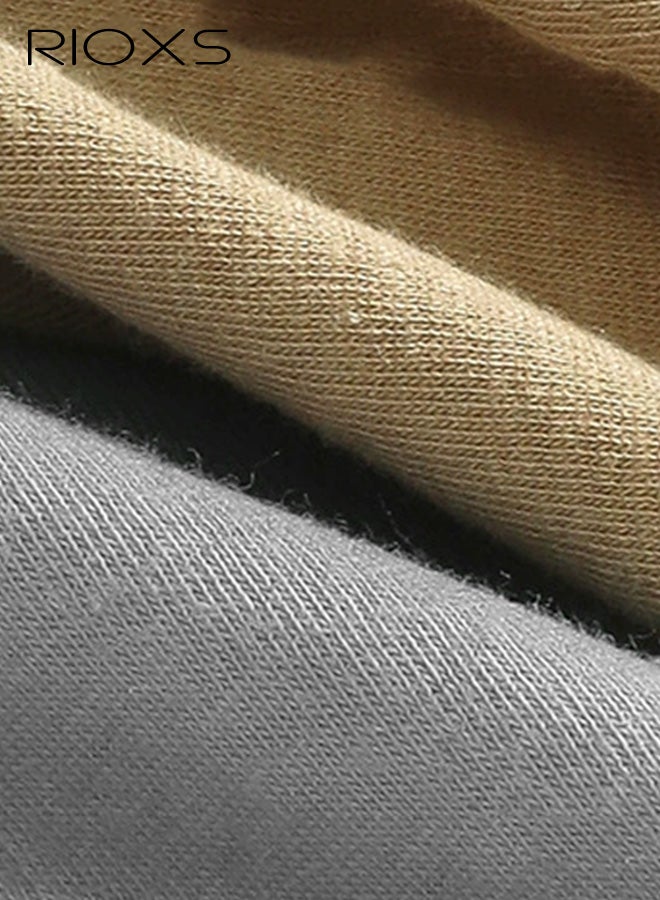 ريوكس مجموعة من 3 سراويل بوكسر رجالية، ملابس داخلية قطنية مرنة وجيدة التهوية (95% قطن)، ناعمة وممتصة للرطوبة، بدون ثنيات، للرجال، أسود + أصفر + رمادي - Image 5