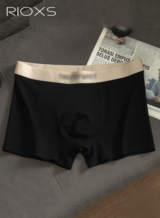 ريوكس مجموعة من 3 سراويل بوكسر رجالية، ملابس داخلية قطنية مرنة وجيدة التهوية (95% قطن)، ناعمة وممتصة للرطوبة، بدون ثنيات، للرجال، أسود + أصفر + رمادي - Image 4
