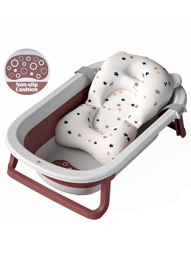 ZCM-HAPPY - Baby Portable Anti-Slip Folding Bathtub with Bath Mat - Non-Slip Baby Bath Tub and Bath Mat Set for Safe Baby Showers - Portable and Easy to Store Baby Bathing Solution - Image 1
