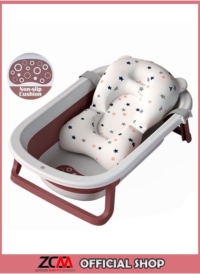 ZCM-HAPPY - Baby Portable Anti-Slip Folding Bathtub with Bath Mat - Non-Slip Baby Bath Tub and Bath Mat Set for Safe Baby Showers - Portable and Easy to Store Baby Bathing Solution - Image 1