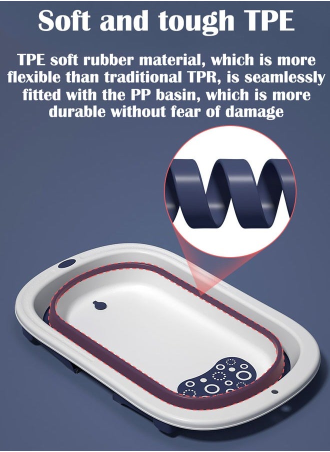 ZCM-HAPPY - Baby Portable Anti-Slip Folding Bathtub with Bath Mat - Non-Slip Baby Bath Tub and Bath Mat Set for Safe Baby Showers - Portable and Easy to Store Baby Bathing Solution - Image 1