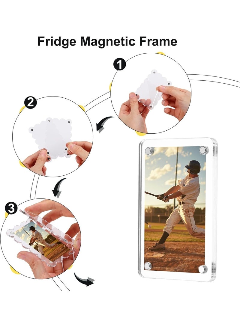 SLASA Acrylic Fridge Magnetic Frames – Pack of 2 Double-Sided 6x9 cm Clear Magnet Photo Frame – Square Magnetic Picture Holder for Refrigerator – Compatible with Fujifilm Mini Photos - Image 4