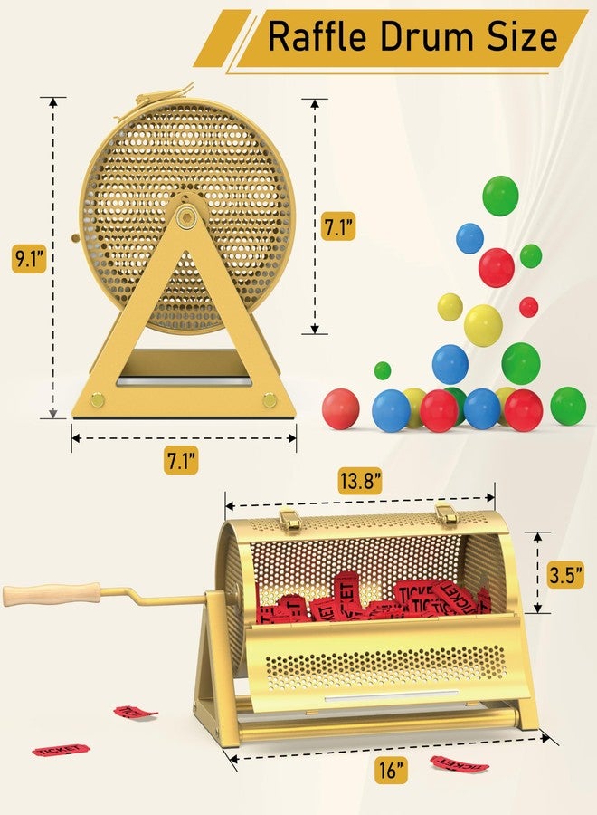 NANATI Metal Raffle Drum, Heavy Duty Raffle Ticket Spinner, Silent Design Raffle Ticket Drum with Large Wooden Handle, Raffle Box Holds 3000+ Tickes & 150 Balls for Lottery Games, Bingo, Raffle Balls - Image 2