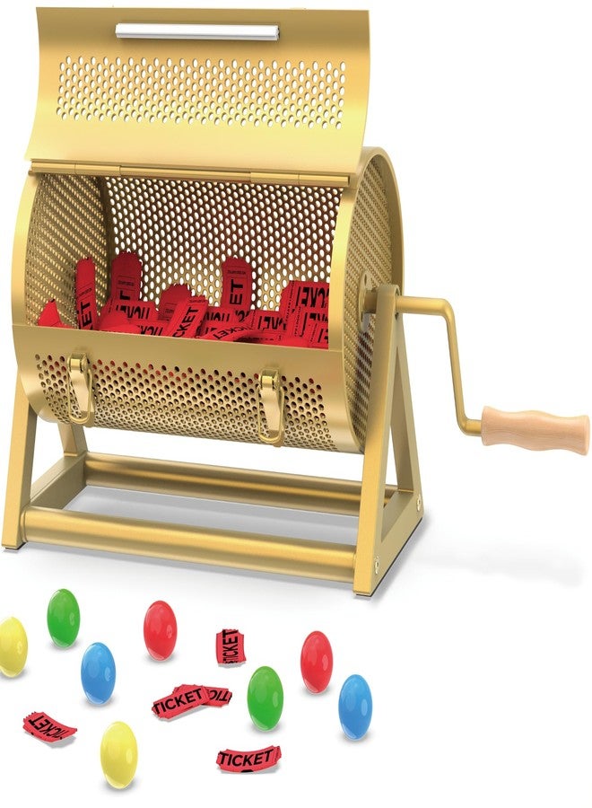 NANATI Metal Raffle Drum, Heavy Duty Raffle Ticket Spinner, Silent Design Raffle Ticket Drum with Large Wooden Handle, Raffle Box Holds 3000+ Tickes & 150 Balls for Lottery Games, Bingo, Raffle Balls - Image 1