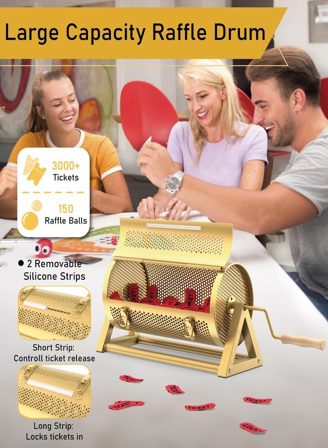 NANATI Metal Raffle Drum, Heavy Duty Raffle Ticket Spinner, Silent Design Raffle Ticket Drum with Large Wooden Handle, Raffle Box Holds 3000+ Tickes & 150 Balls for Lottery Games, Bingo, Raffle Balls - Image 4