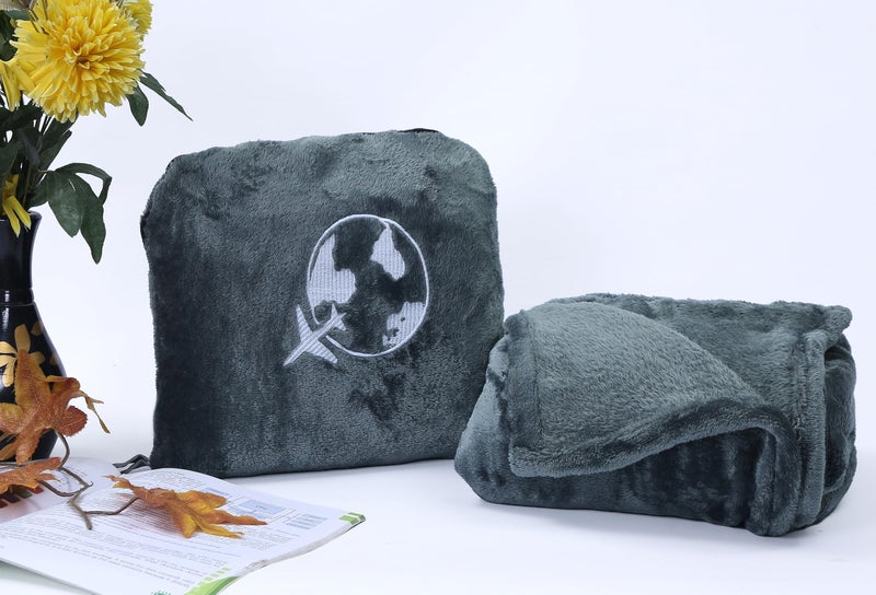 AAZEEM Travel Blanket and Pillow - Ultra-Soft, Compact & Lightweight, 65x45 Inches, with Carry Case, Luggage Sleeve & Backpack Clip for Airplane Comfort - Image 1