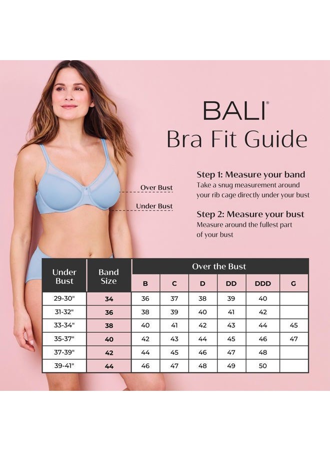 Bali ملابس نسائية لتشكيل الجسم تحكم قوي خفيف الوزن مع حمالة صدر مدمجة دانتيل شكل الجسم بريفر فاجاس DF6552، أسود، 36D - Image 2