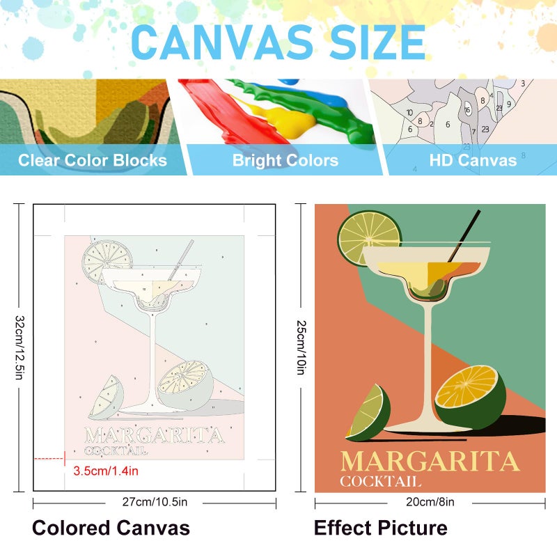 Offito 6 Pack Paint by Numbers Kit for Adults Beginners - 8x10 Inch Cocktail Adult Paint by Number Kits on Canvas, Cocktail DIY Acrylic Oil Number Painting Kits for Adults, Perfect for Gift Home Decor - Image 3