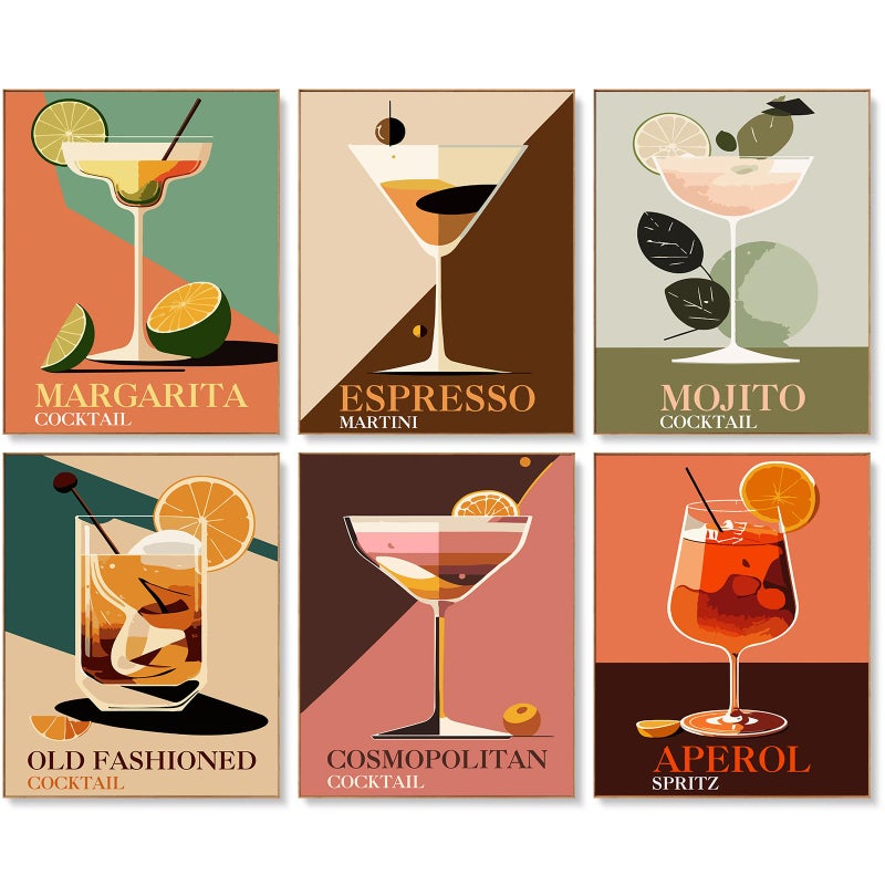 Offito 6 Pack Paint by Numbers Kit for Adults Beginners - 8x10 Inch Cocktail Adult Paint by Number Kits on Canvas, Cocktail DIY Acrylic Oil Number Painting Kits for Adults, Perfect for Gift Home Decor - Image 1