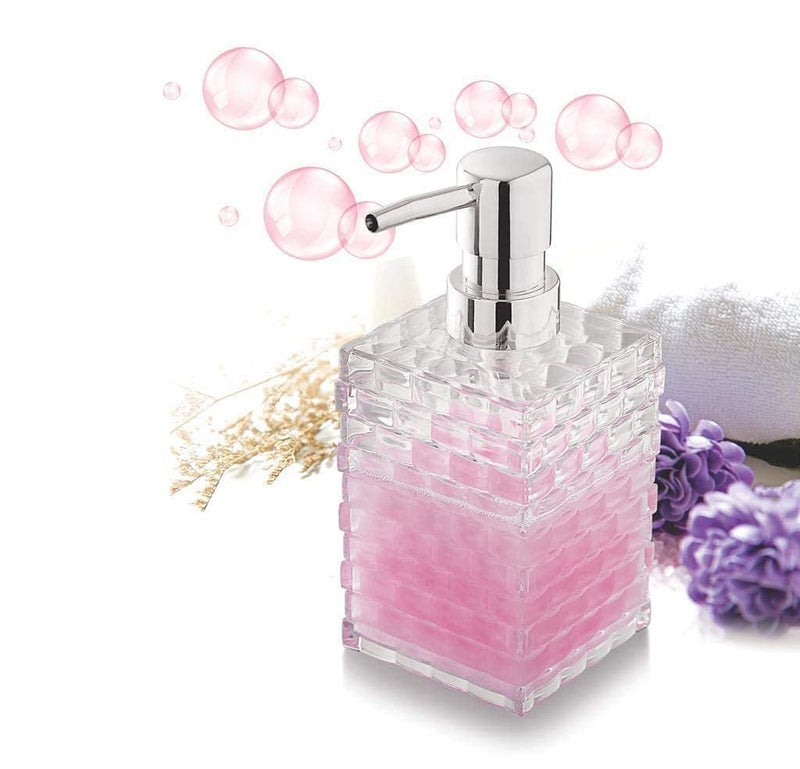 E Shopping زجاجة موزع سائل الصابون وغسل اليدين مصنوعة من الأكريليك البلاستيكي على شكل مكعب - Image 3