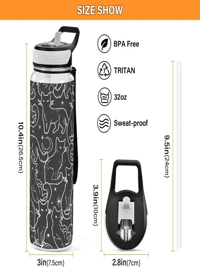 Burbuja Magical Black Cats 32 oz Water Bottle with Straw Lid, Leakproof & BPA Free Tritan Bottle for Gym Fitness Outdoor Sports - Image 3