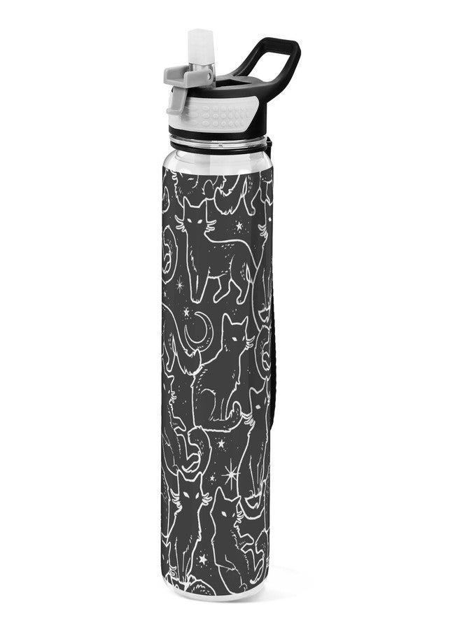 Burbuja Magical Black Cats 32 oz Water Bottle with Straw Lid, Leakproof & BPA Free Tritan Bottle for Gym Fitness Outdoor Sports - Image 1