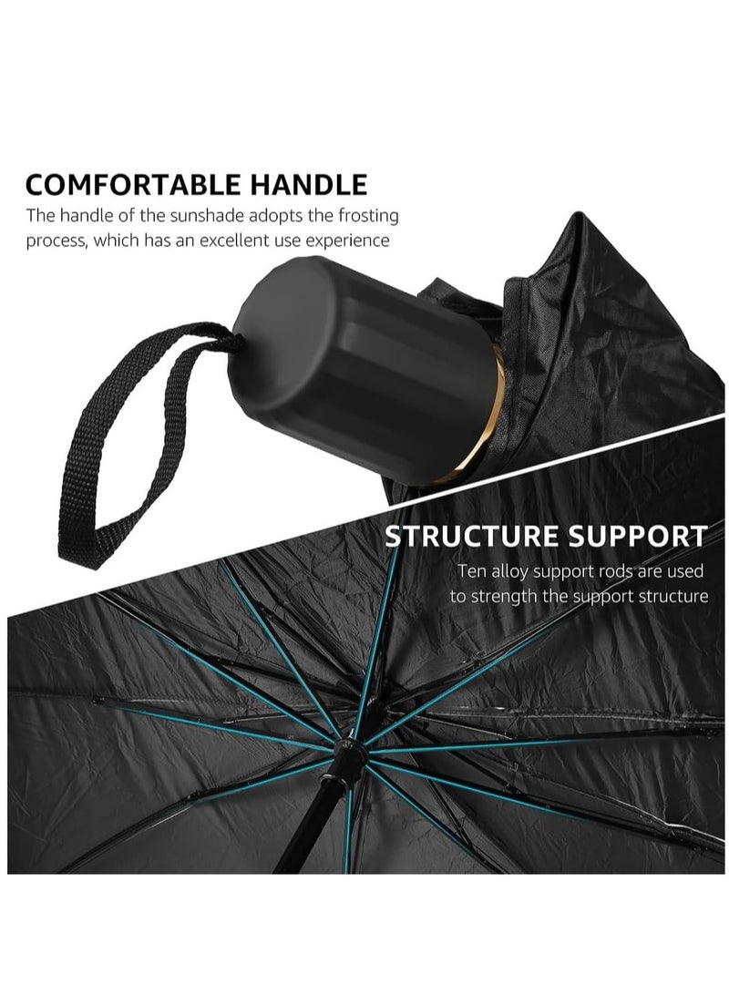 Titanium Silver Car Sun Shade Umbrella (55x31 inches): Upgraded Foldable Front Windshield Sunshade for Superior Heat Insulation, Fits Most Cars and SUVs - Image 2