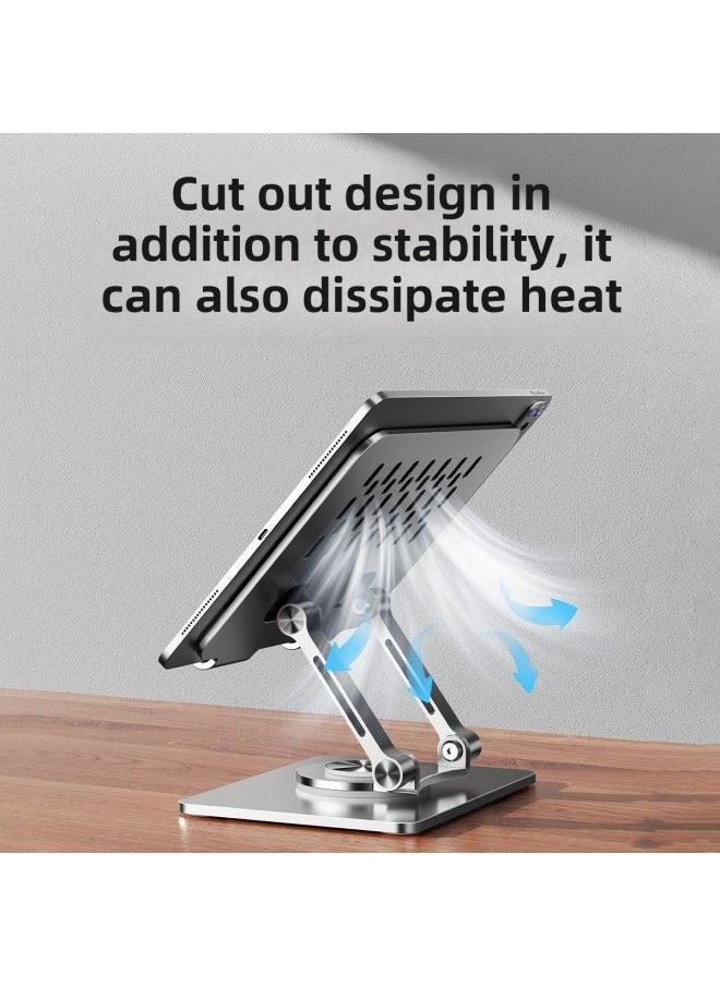 Mobile Phone Tablet PC Bracket 360 Rotating Metal Desktop Cooling Chicken Eating Game Suitable For IPad Bracket-Color:P2039 Silver: Rotating Bracket (carbon Steel) Heightened Design-Applicable Size:4-12inch - Image 5