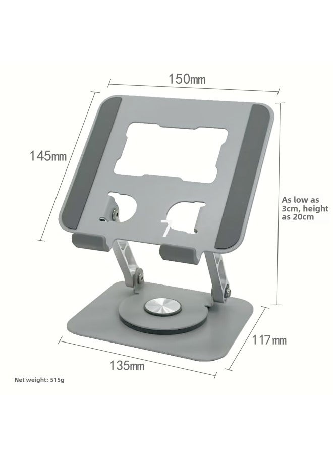 Mobile Phone Tablet PC Bracket 360 Rotating Metal Desktop Cooling Chicken Eating Game Suitable For IPad Bracket-Color:P2039 Silver: Rotating Bracket (carbon Steel) Heightened Design-Applicable Size:4-12inch - Image 1